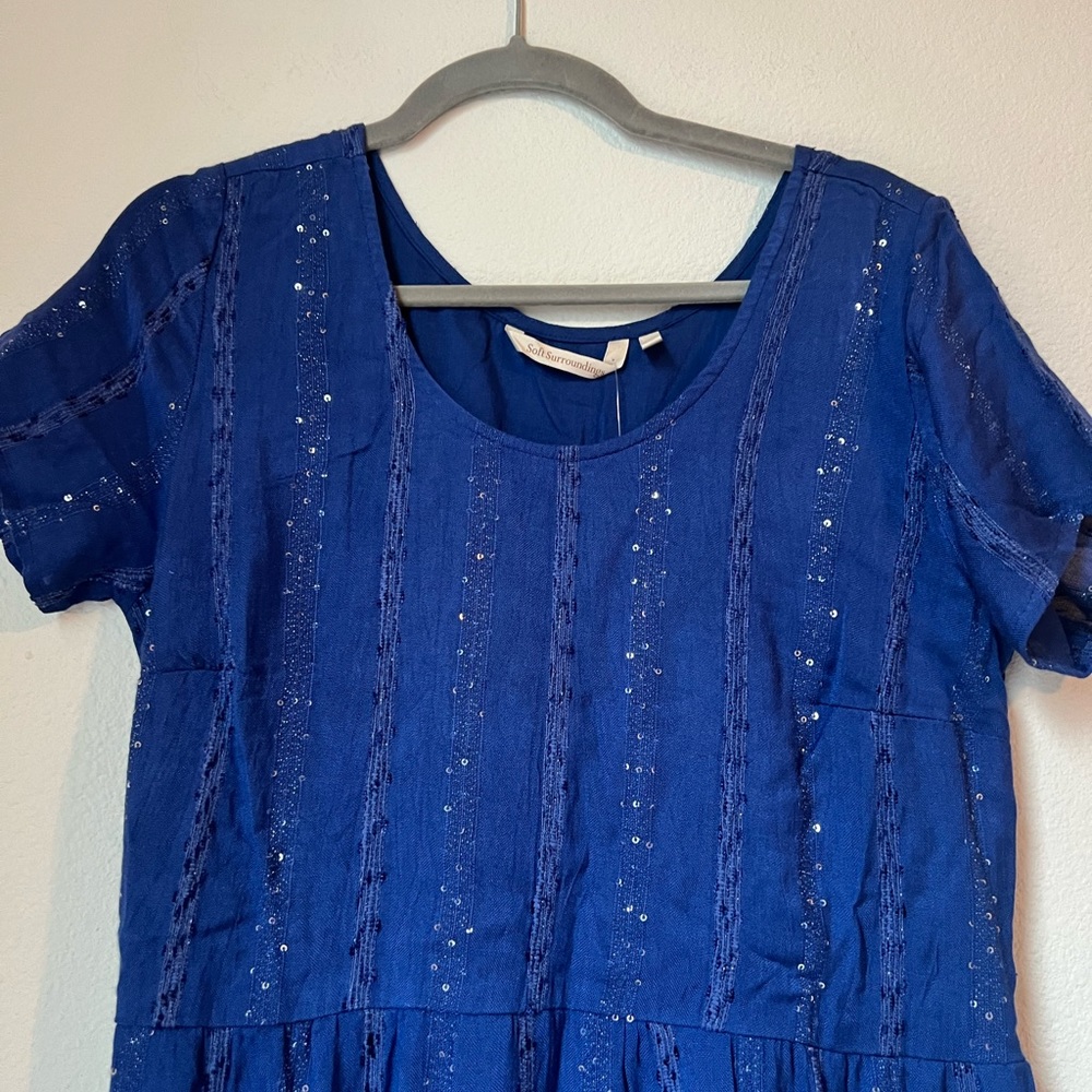 Soft Surroundings NWT $150 Kara Shimmer Tiered Sequin Maxi Dress Size M - Picture 5 of 11